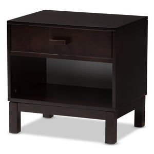 Baxton Studio Deirdre Modern and Contemporary Dark Brown Wood 1-Drawer Nightstand