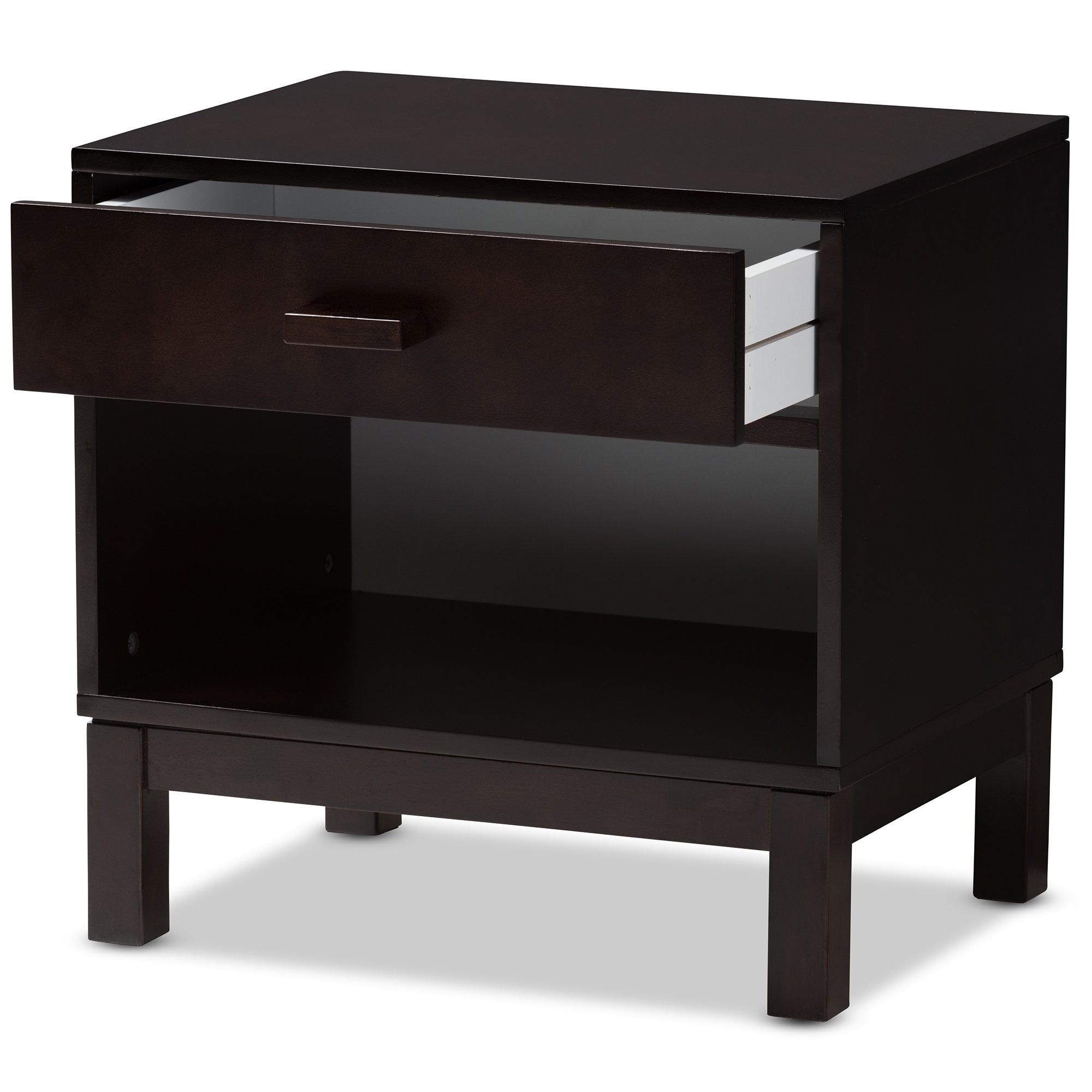 Baxton Studio Deirdre Modern and Contemporary Dark Brown Wood 1-Drawer Nightstand