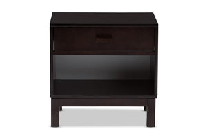 Baxton Studio Deirdre Modern and Contemporary Dark Brown Wood 1-Drawer Nightstand