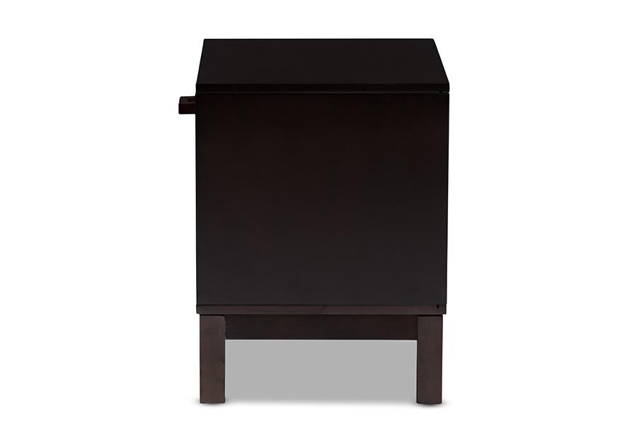 Baxton Studio Deirdre Modern and Contemporary Dark Brown Wood 1-Drawer Nightstand