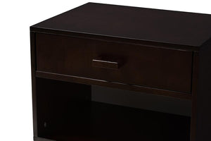 Baxton Studio Deirdre Modern and Contemporary Dark Brown Wood 1-Drawer Nightstand