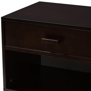 Baxton Studio Deirdre Modern and Contemporary Dark Brown Wood 1-Drawer Nightstand