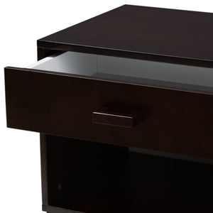 Baxton Studio Deirdre Modern and Contemporary Dark Brown Wood 1-Drawer Nightstand