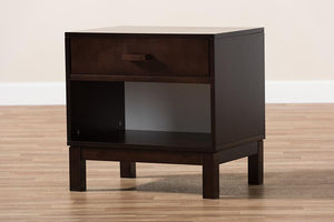 Baxton Studio Deirdre Modern and Contemporary Dark Brown Wood 1-Drawer Nightstand