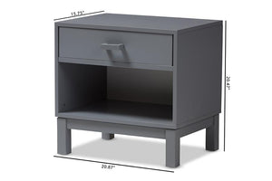 Baxton Studio Deirdre Modern and Contemporary Grey Wood 1-Drawer Nightstand