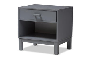 Baxton Studio Deirdre Modern and Contemporary Grey Wood 1-Drawer Nightstand