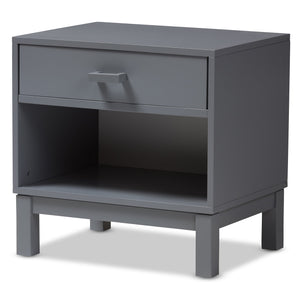 Baxton Studio Deirdre Modern and Contemporary Grey Wood 1-Drawer Nightstand