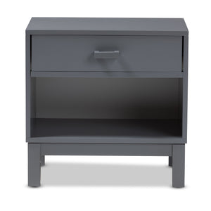 Baxton Studio Deirdre Modern and Contemporary Grey Wood 1-Drawer Nightstand