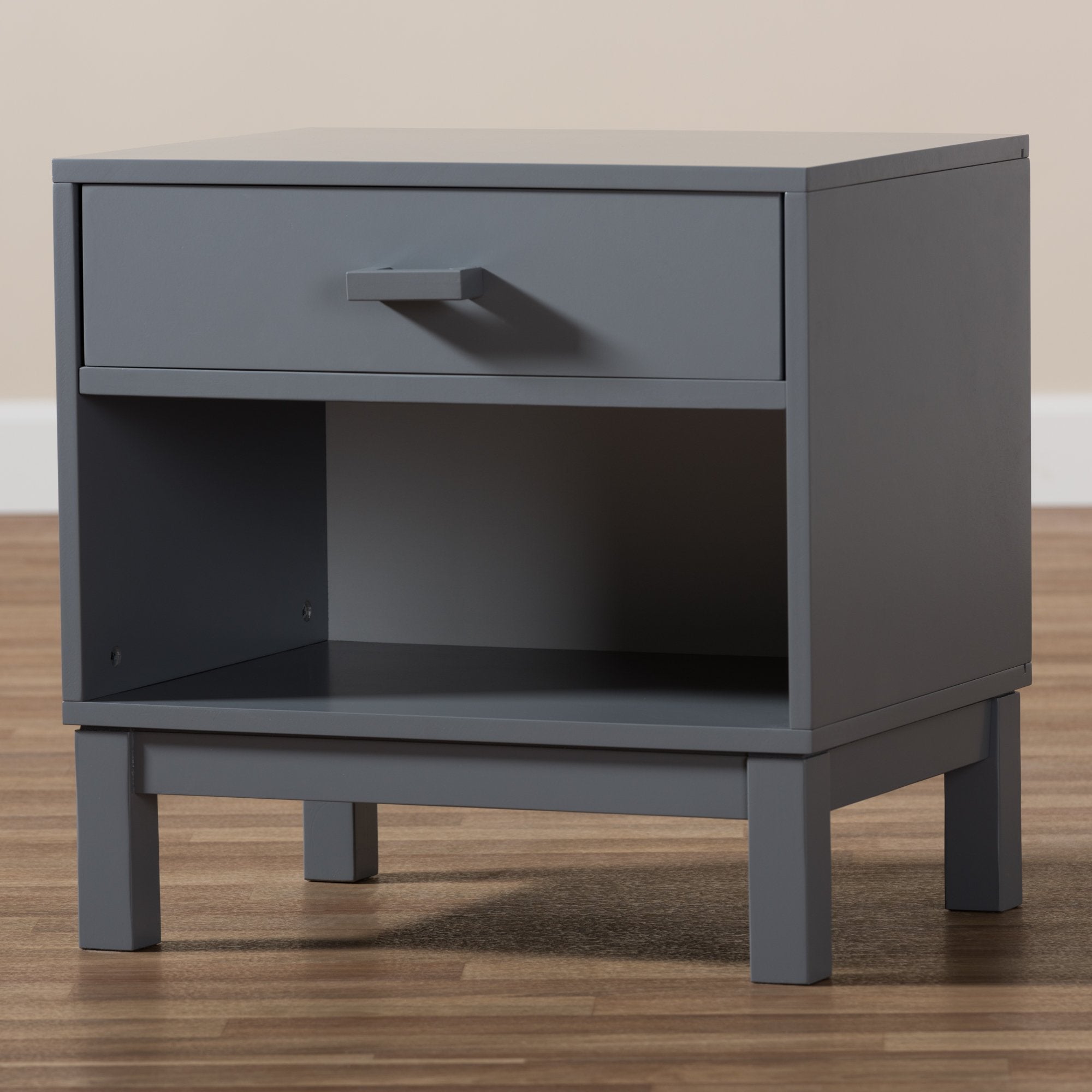 Baxton Studio Deirdre Modern and Contemporary Grey Wood 1-Drawer Nightstand