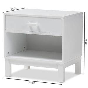 Baxton Studio Deirdre Modern and Contemporary White Wood 1-Drawer Nightstand