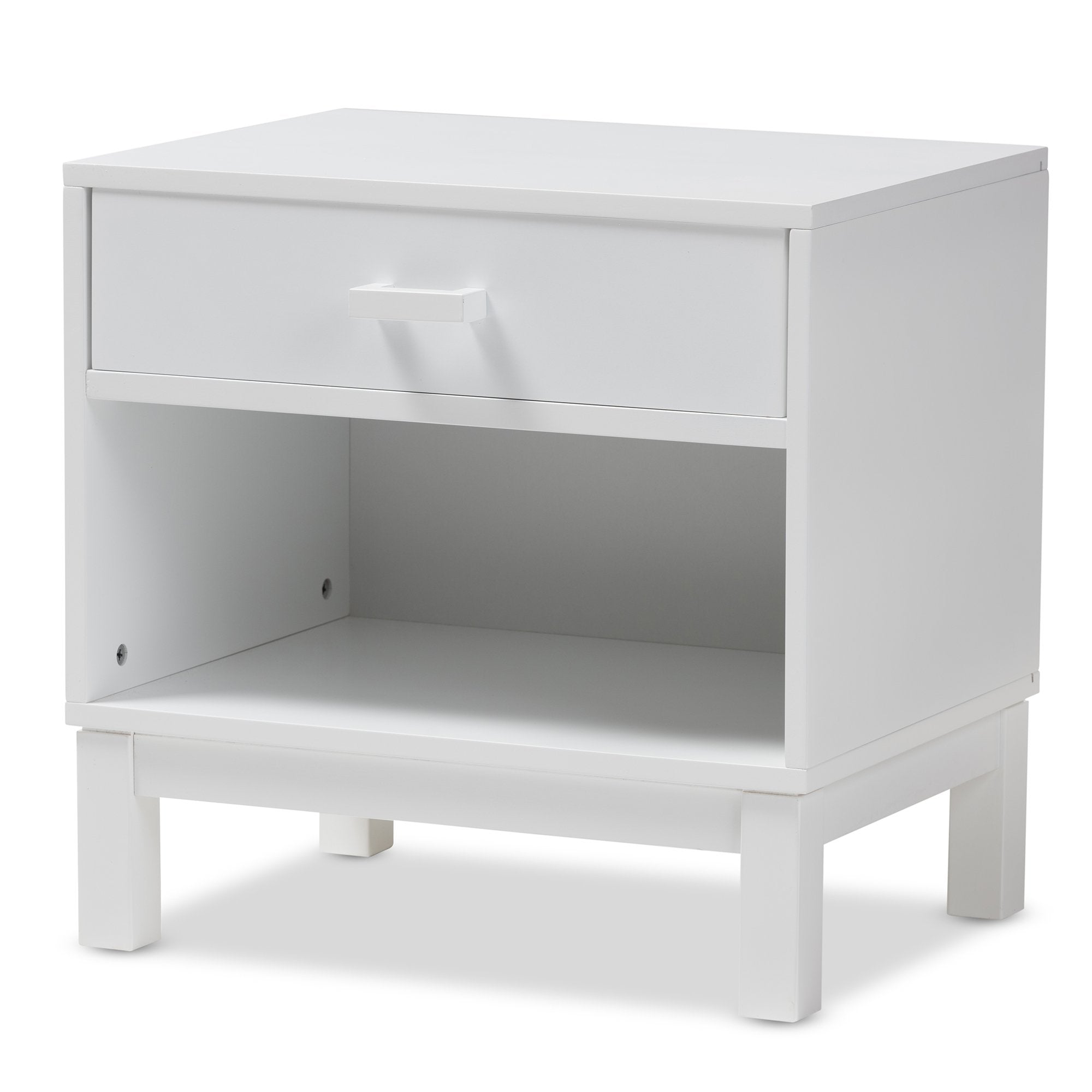 Baxton Studio Deirdre Modern and Contemporary White Wood 1-Drawer Nightstand