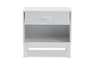 Baxton Studio Deirdre Modern and Contemporary White Wood 1-Drawer Nightstand