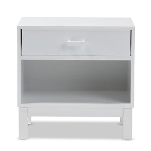 Baxton Studio Deirdre Modern and Contemporary White Wood 1-Drawer Nightstand