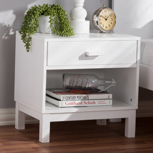 Baxton Studio Deirdre Modern and Contemporary White Wood 1-Drawer Nightstand