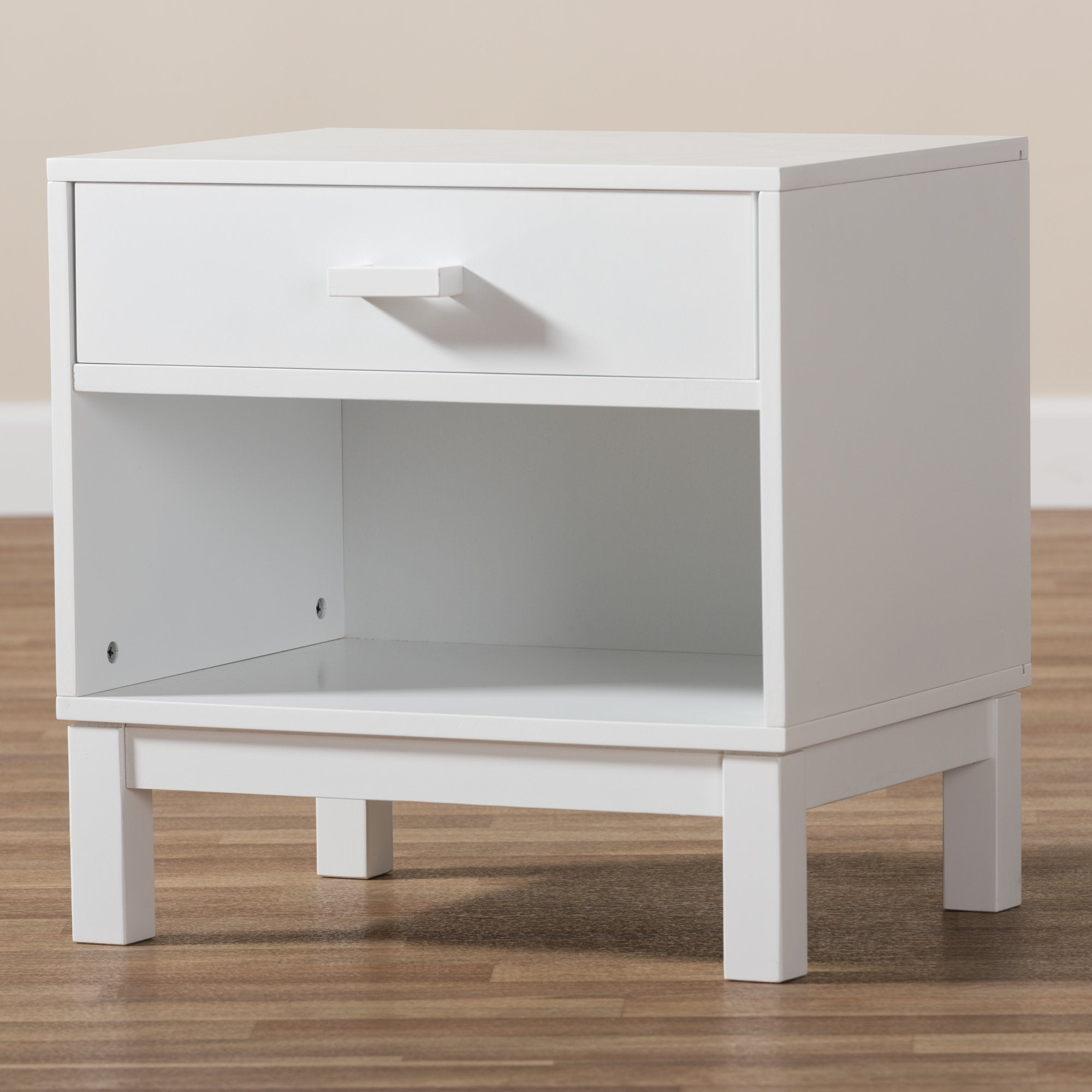 Baxton Studio Deirdre Modern and Contemporary White Wood 1-Drawer Nightstand