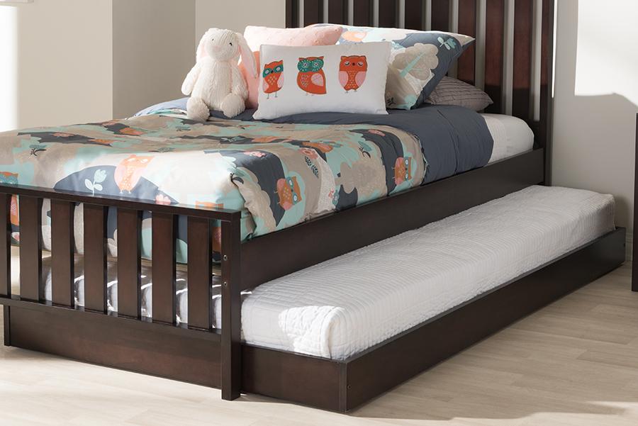 Baxton Studio Payton Modern and Contemporary Dark Brown-Finished Twin Trundle