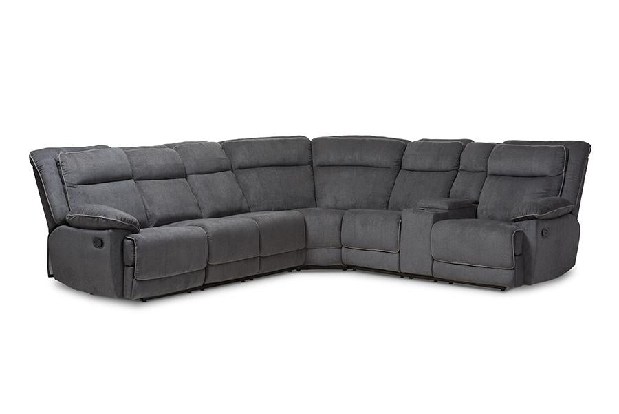 Baxton Studio Sabella Modern and Contemporary Dark Grey and Light Grey Two-Tone Fabric 7-Piece Reclining Sectional