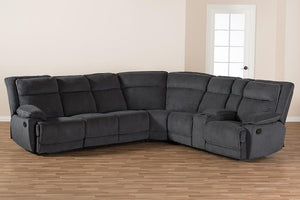 Baxton Studio Sabella Modern and Contemporary Dark Grey and Light Grey Two-Tone Fabric 7-Piece Reclining Sectional