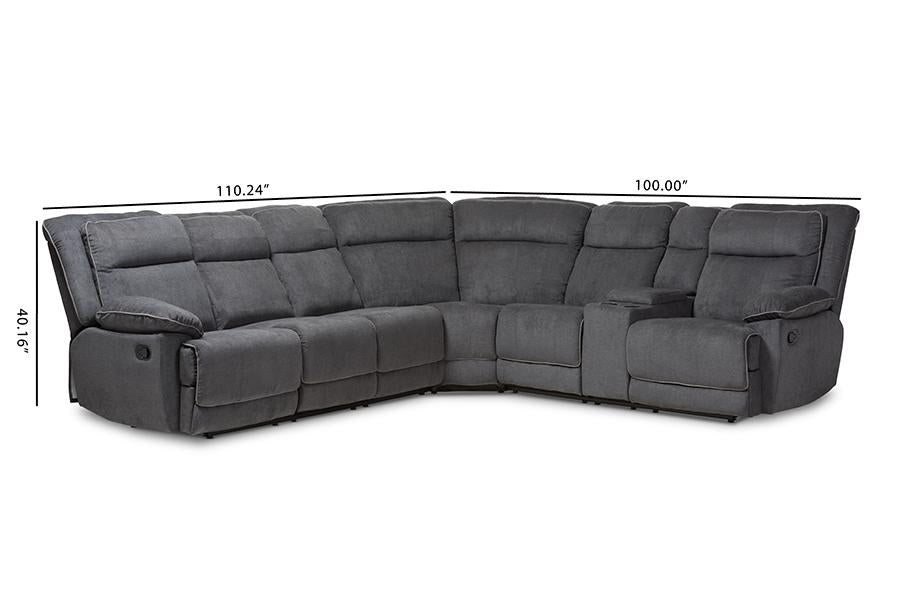 Baxton Studio Sabella Modern and Contemporary Dark Grey and Light Grey Two-Tone Fabric 7-Piece Reclining Sectional