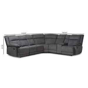 Baxton Studio Sabella Modern and Contemporary Dark Grey and Light Grey Two-Tone Fabric 7-Piece Reclining Sectional