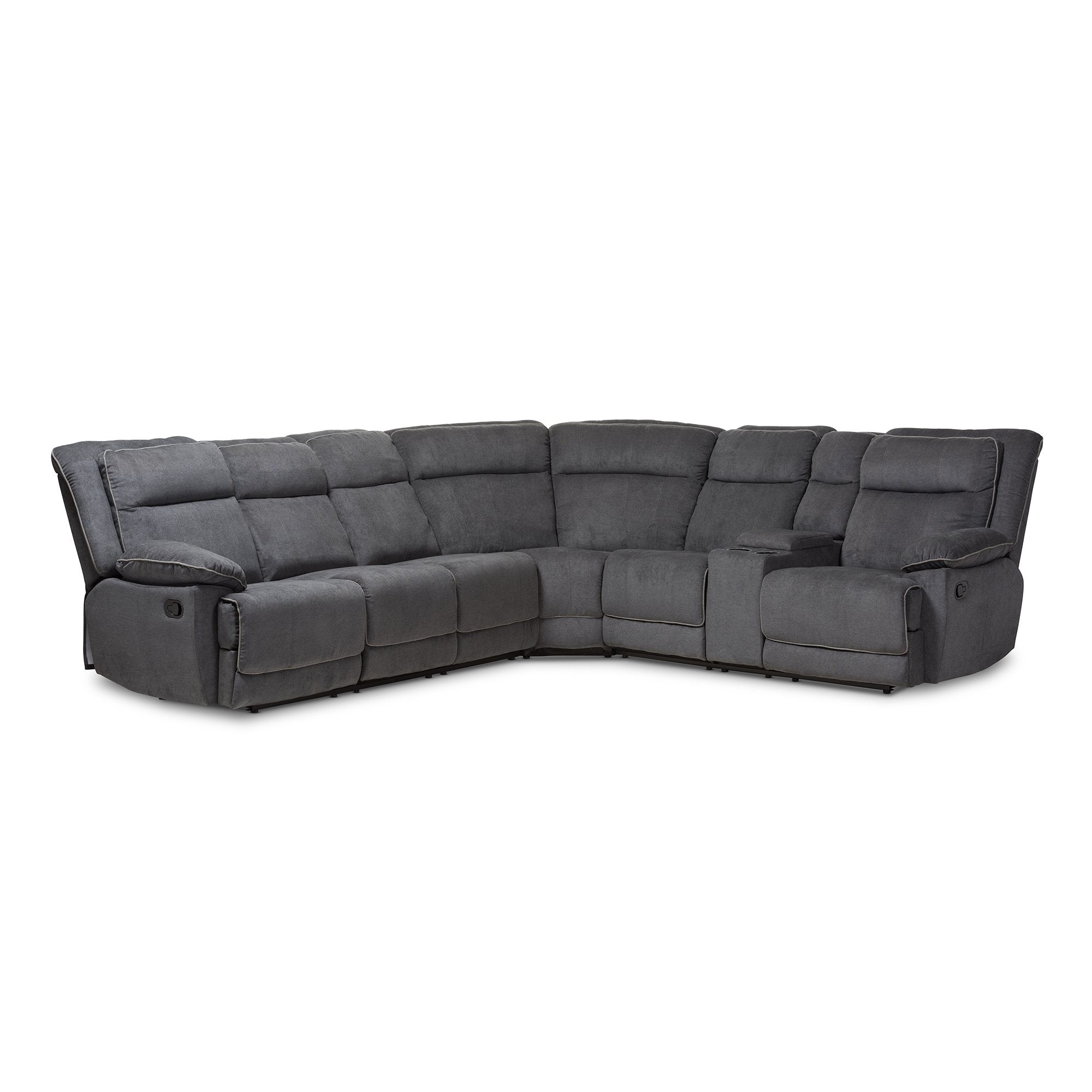 Baxton Studio Sabella Modern and Contemporary Dark Grey and Light Grey Two-Tone Fabric 7-Piece Reclining Sectional