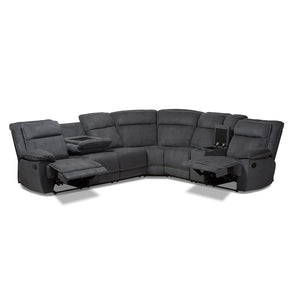 Baxton Studio Sabella Modern and Contemporary Dark Grey and Light Grey Two-Tone Fabric 7-Piece Reclining Sectional