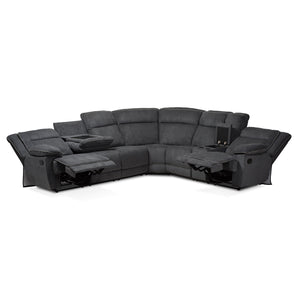 Baxton Studio Sabella Modern and Contemporary Dark Grey and Light Grey Two-Tone Fabric 7-Piece Reclining Sectional