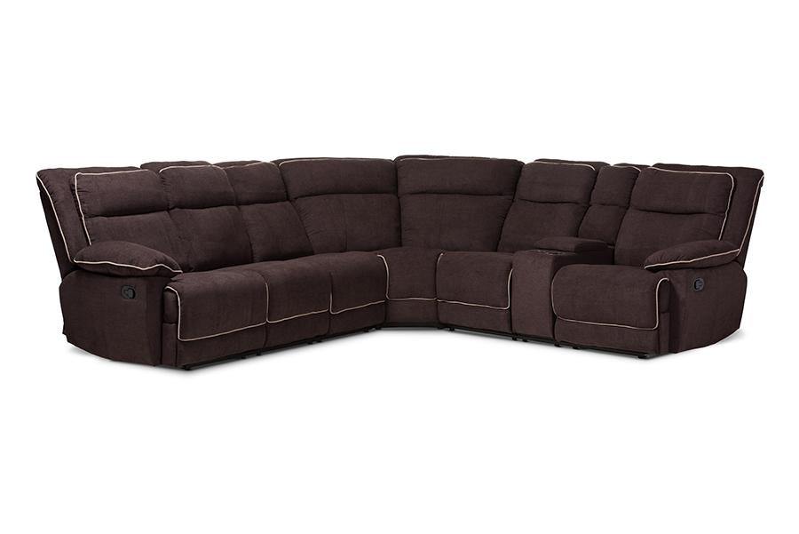 Baxton Studio Sabella Modern and Contemporary Light Brown Fabric Upholstered 7-Piece Reclining Sectional