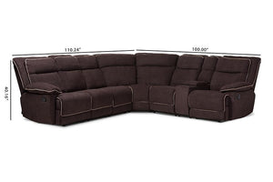 Baxton Studio Sabella Modern and Contemporary Light Brown Fabric Upholstered 7-Piece Reclining Sectional