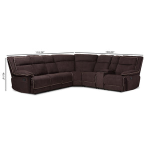 Baxton Studio Sabella Modern and Contemporary Light Brown Fabric Upholstered 7-Piece Reclining Sectional