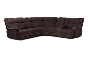 Baxton Studio Sabella Modern and Contemporary Light Brown Fabric Upholstered 7-Piece Reclining Sectional