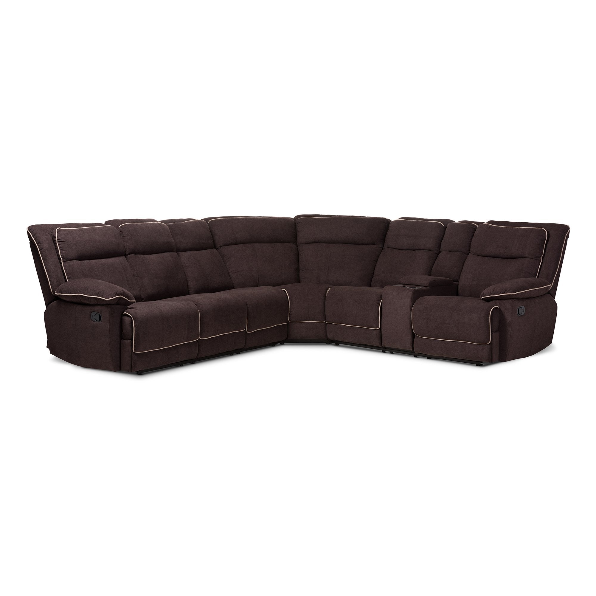 Baxton Studio Sabella Modern and Contemporary Light Brown Fabric Upholstered 7-Piece Reclining Sectional