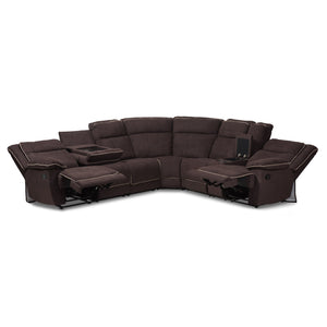 Baxton Studio Sabella Modern and Contemporary Light Brown Fabric Upholstered 7-Piece Reclining Sectional