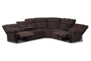 Baxton Studio Sabella Modern and Contemporary Light Brown Fabric Upholstered 7-Piece Reclining Sectional