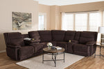 Baxton Studio Sabella Modern and Contemporary Light Brown Fabric Upholstered 7-Piece Reclining Sectional