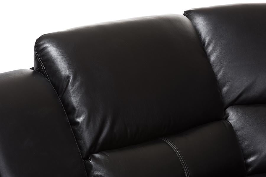 Baxton Studio Amaris Modern and Contemporary Black Bonded Leather 5-Piece Power Reclining Sectional Sofa with USB Ports