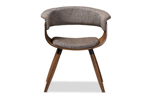 Baxton Studio Bryce Mid-Century Modern Grey Fabric Upholstered Walnut Finished Bent Wood Dining Chair