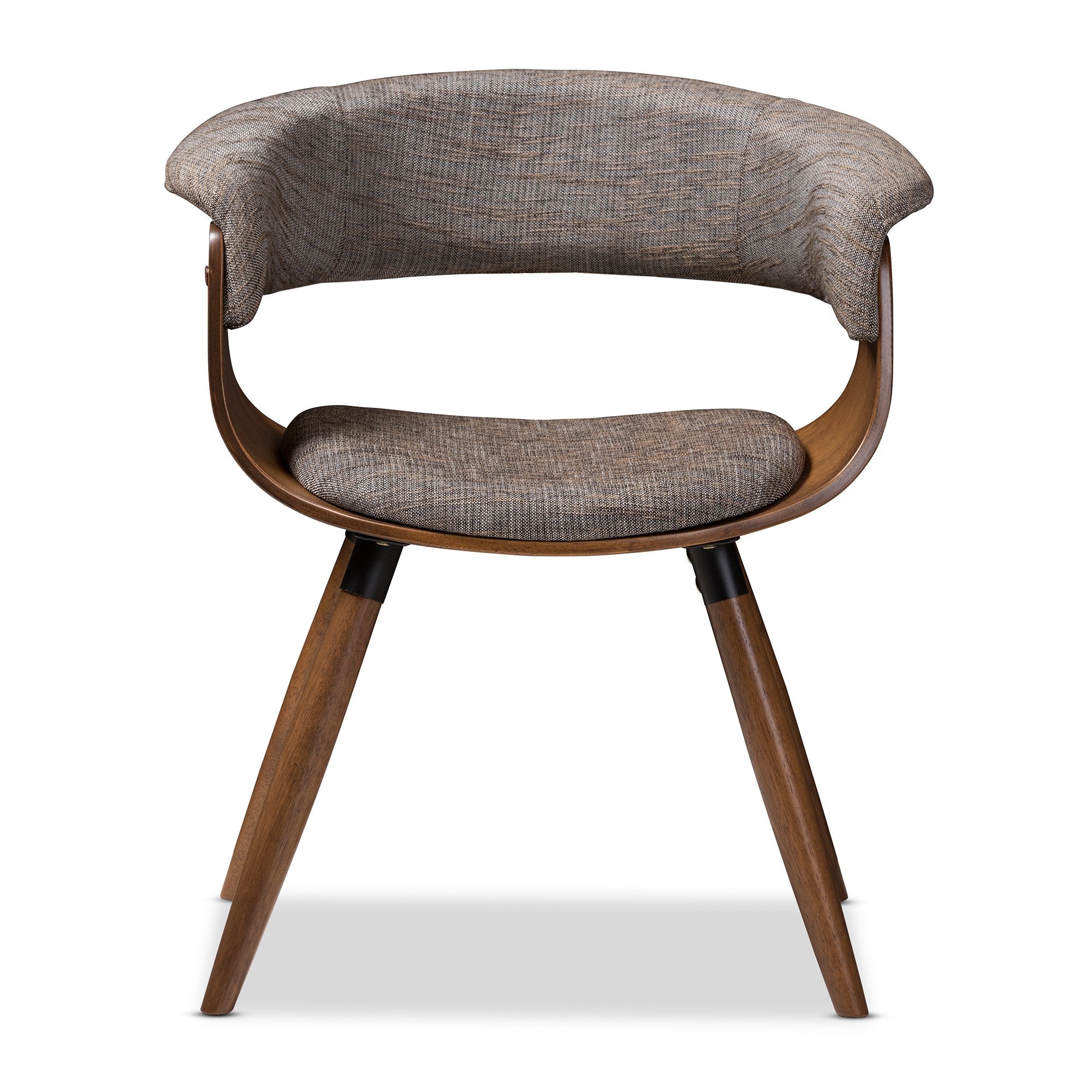 Baxton Studio Bryce Mid-Century Modern Grey Fabric Upholstered Walnut Finished Bent Wood Dining Chair