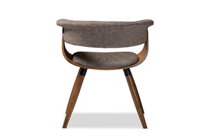 Baxton Studio Bryce Mid-Century Modern Grey Fabric Upholstered Walnut Finished Bent Wood Dining Chair