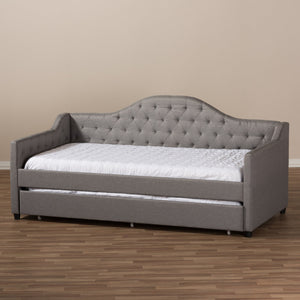 Baxton Studio Perry Modern and Contemporary Light Grey Fabric Daybed with Trundle