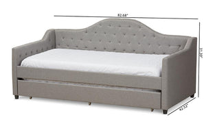 Baxton Studio Perry Modern and Contemporary Light Grey Fabric Daybed with Trundle