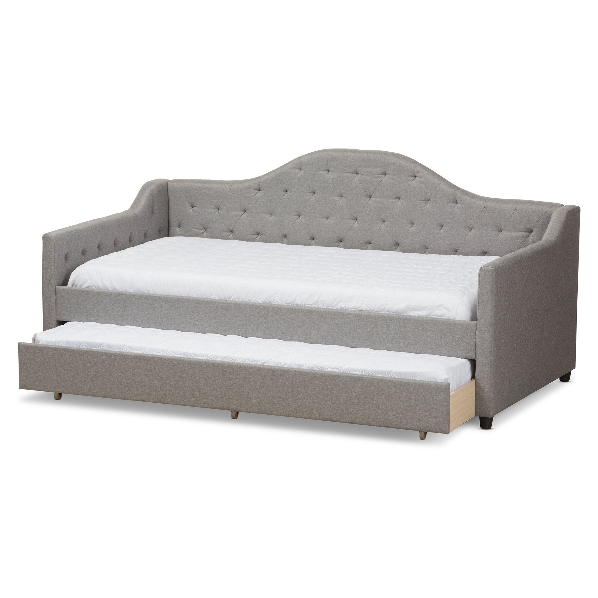 Baxton Studio Perry Modern and Contemporary Light Grey Fabric Daybed with Trundle