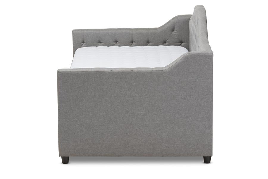 Baxton Studio Perry Modern and Contemporary Light Grey Fabric Daybed with Trundle