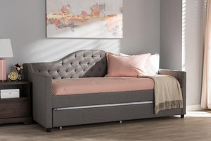 Baxton Studio Perry Modern and Contemporary Light Grey Fabric Daybed with Trundle