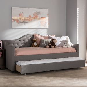 Baxton Studio Perry Modern and Contemporary Light Grey Fabric Daybed with Trundle