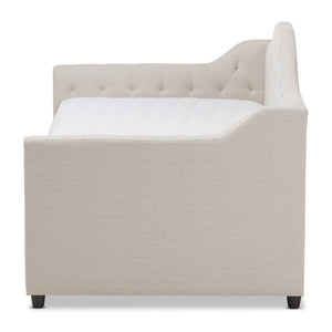 Baxton Studio Perry Modern and Contemporary Light Beige Fabric Daybed with Trundle