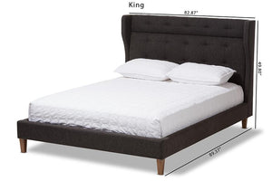 Baxton Studio Casper Mid-Century Modern Charcoal Grey Fabric Upholstered Full Size Platform Bed