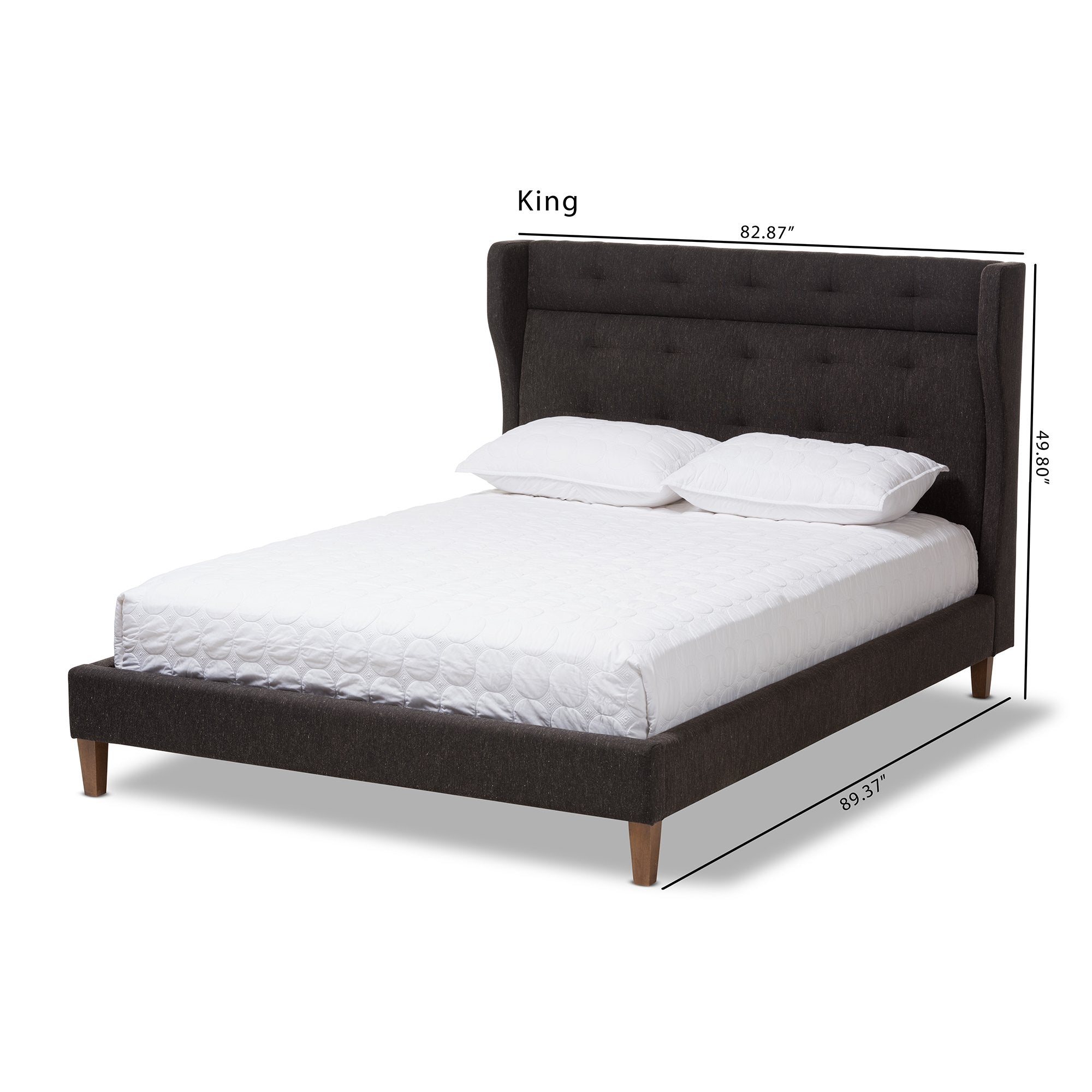 Baxton Studio Casper Mid-Century Modern Charcoal Grey Fabric Upholstered Queen Size Platform Bed