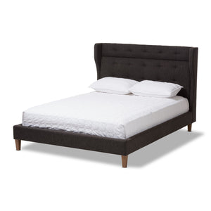 Baxton Studio Casper Mid-Century Modern Charcoal Grey Fabric Upholstered King Size Platform Bed