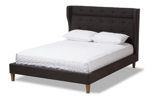 Baxton Studio Casper Mid-Century Modern Charcoal Grey Fabric Upholstered Queen Size Platform Bed